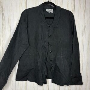 Flax Black Button Down Shirt Small